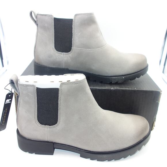 NEW Sorel Women's 9 Emelie II Chelsea Waterproof Bootie Quarry Gray Black - Picture 4 of 11
